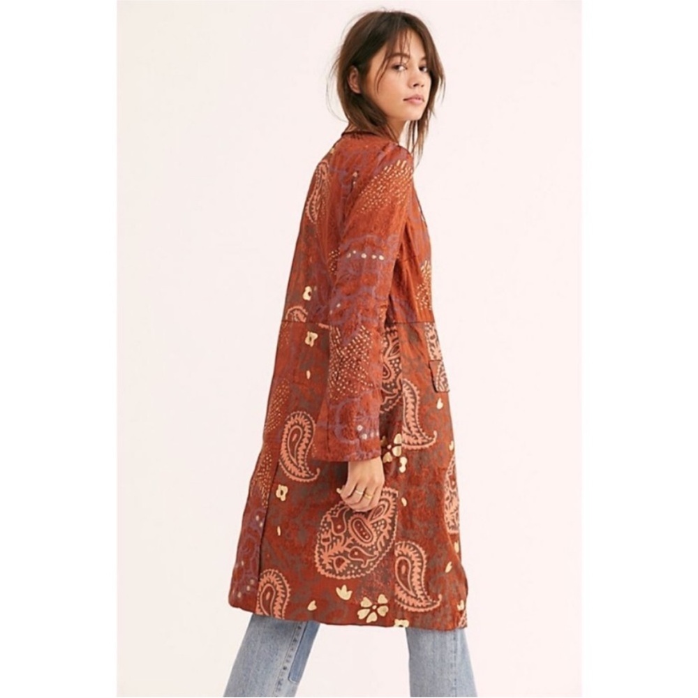 FREE PEOPLE Eye of the Wild Terracotta Stamped Duster Jacket - Picture 4 of 14